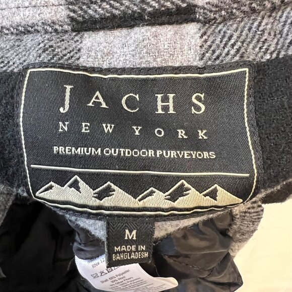 Jachs New York Black & Gray Plaid Shirt Jacket Size M Wool Blend Mens Outerwear - Picture 6 of 12